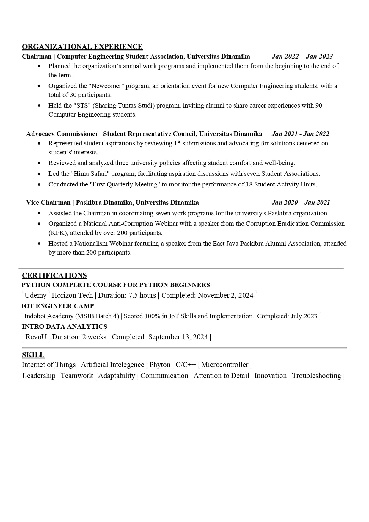 Resume Page 2
