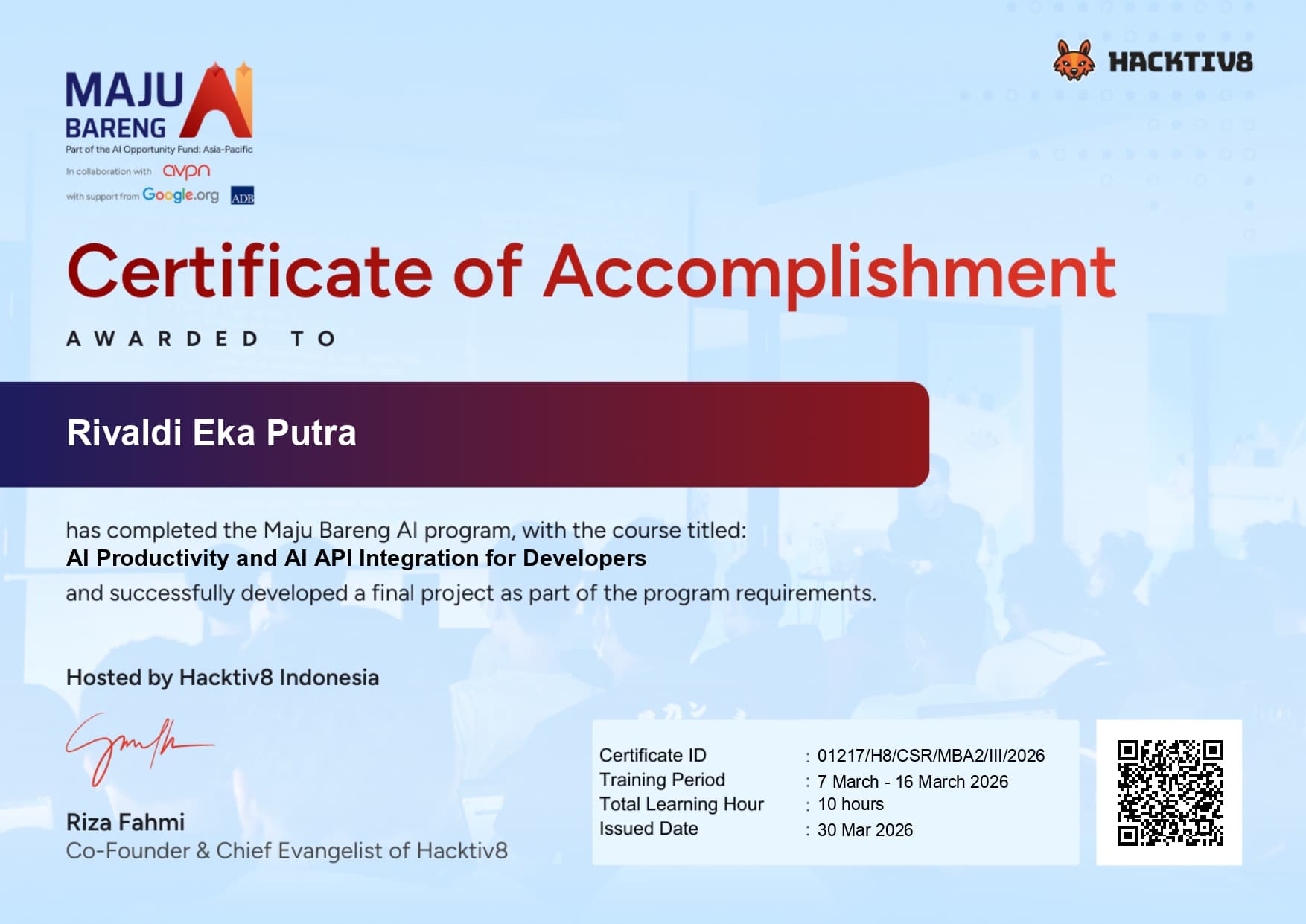 Certificate 1 - Professional Certification