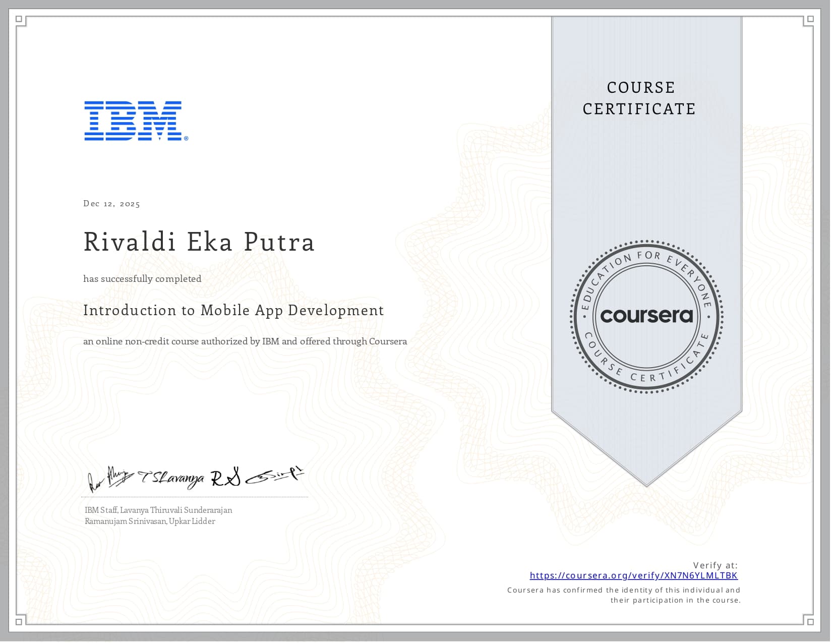 Certificate 16 - Professional Certification