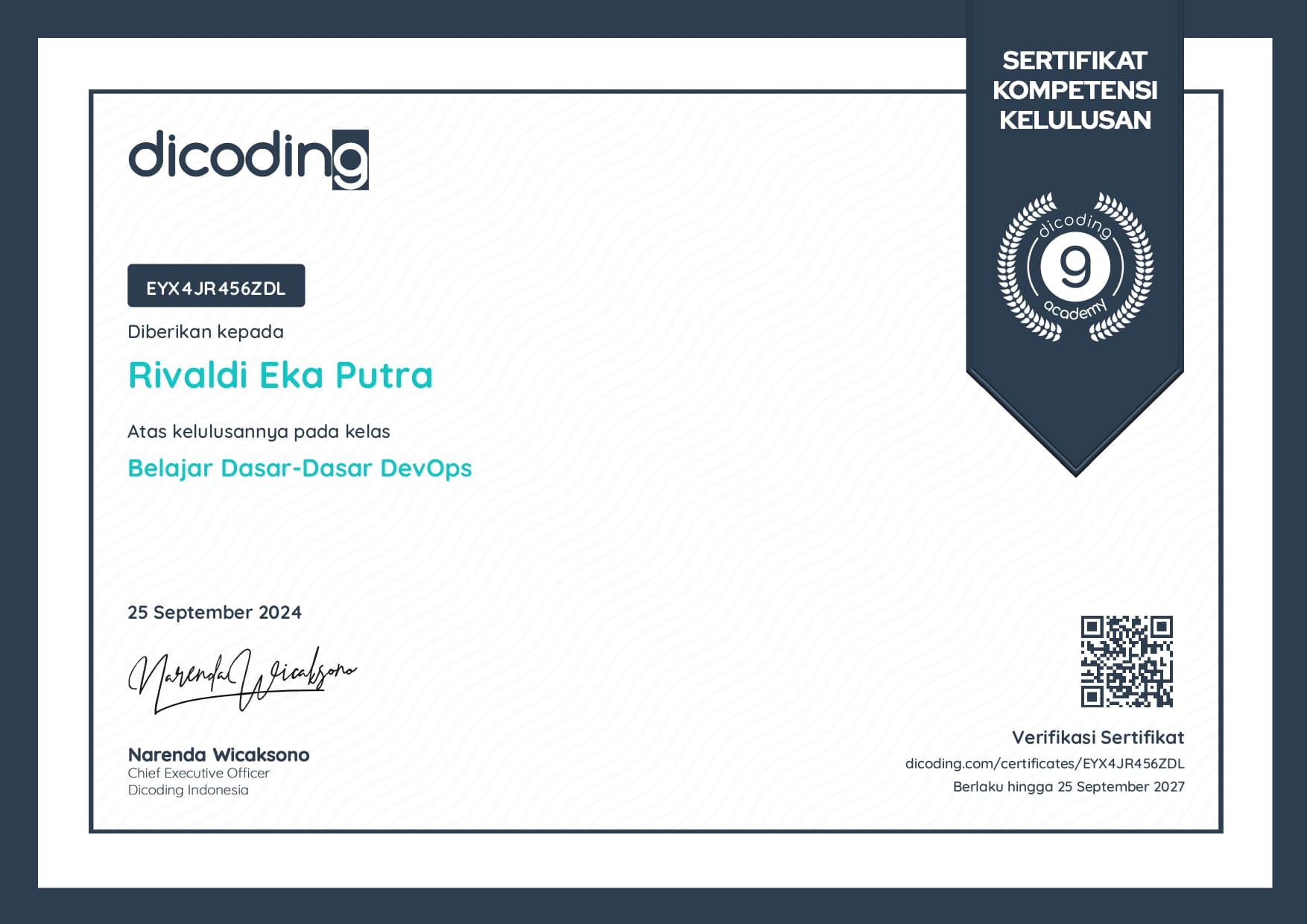 Certificate 21 - Professional Certification
